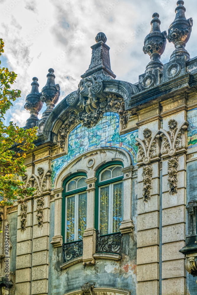 Fragment of Art Nouveau architecture style of Lisbon city