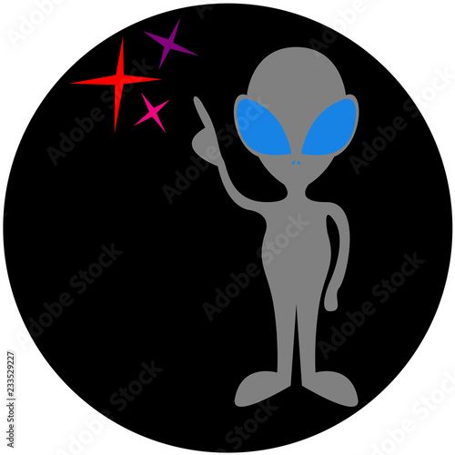 Alien icon. Vector illustration of ufo, alien sign, symbol.