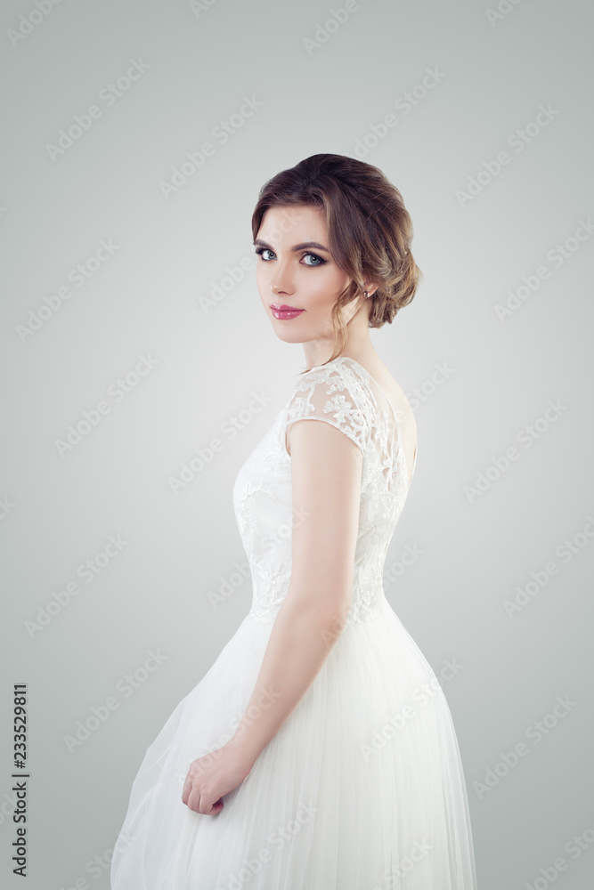 Nice woman bride with makeup and bridal hairstyle, portrait