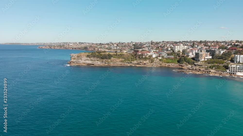 Panoramic aerial view of Bondi Beach coastline, Australia Panoramic aerial view of Bondi Beach coastline, Australia