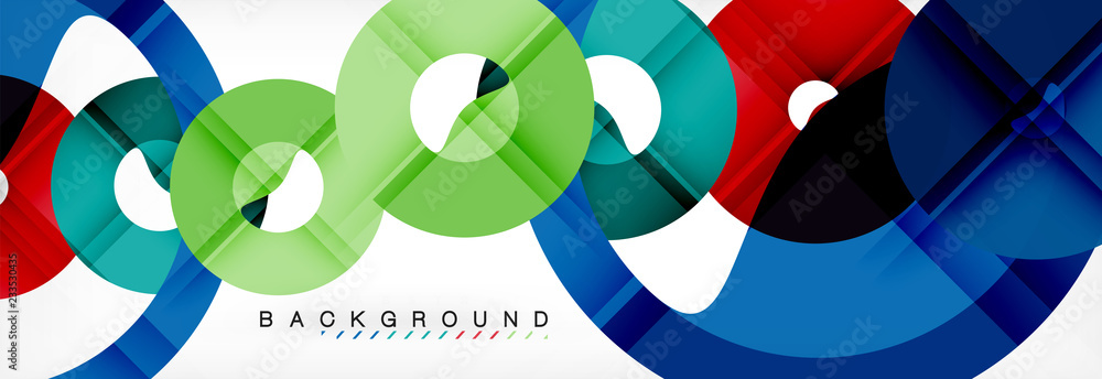 Colorful rings on grey background, modern geometric pattern design. Vector business or technology presentation design template, brochure or flyer pattern, or geometric web banner Colorful rings on grey background, modern geometric pattern design. Vector business or technology presentation design template, brochure or flyer pattern, or geometric web banner