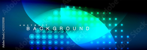 Vector blurred neon glowing circles with flowing and liquid light concept, energy magic fantastic abstract background