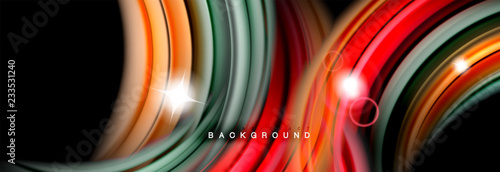 Mixing color waves on black, liquid flowing shapes