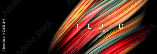 Mixing color waves on black, liquid flowing shapes