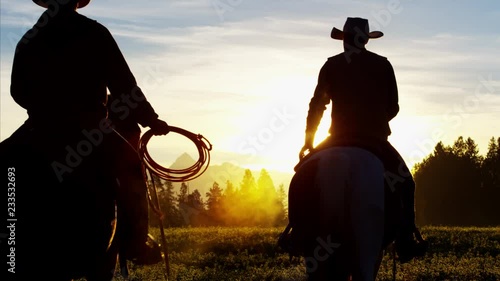 Silhouette of Cowboy Rider forest wilderness area Canada