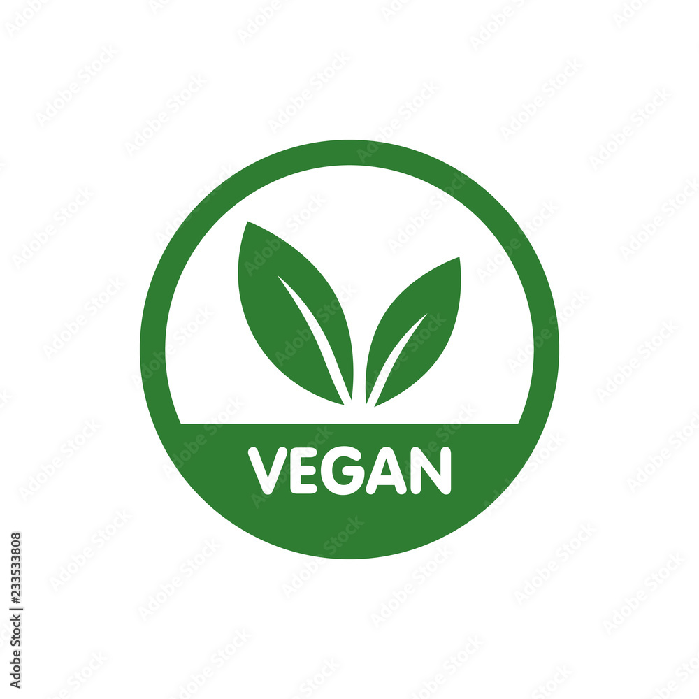 Vegan Bio, Ecology, Organic logo and icon, label, tag. Green leaf icon on white background - obrazy, fototapety, plakaty 