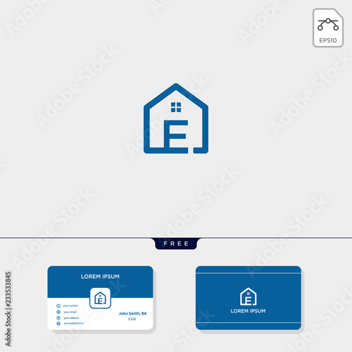 initial creative logo template, minimalist logo for real estate corporate. vector illustration, business card design template include