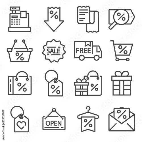 Modern flat icons set of business or black friday