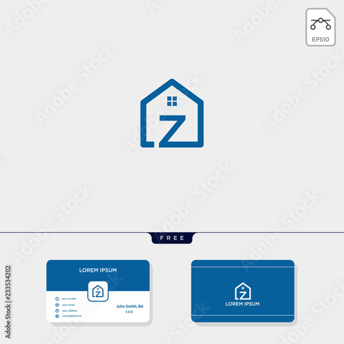 initial creative logo template, minimalist logo for real estate corporate. vector illustration, business card design template include