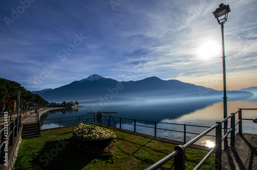 Domaso,Lombardia: typical fishermen's boat of Lake Como transformed into a floral monument.