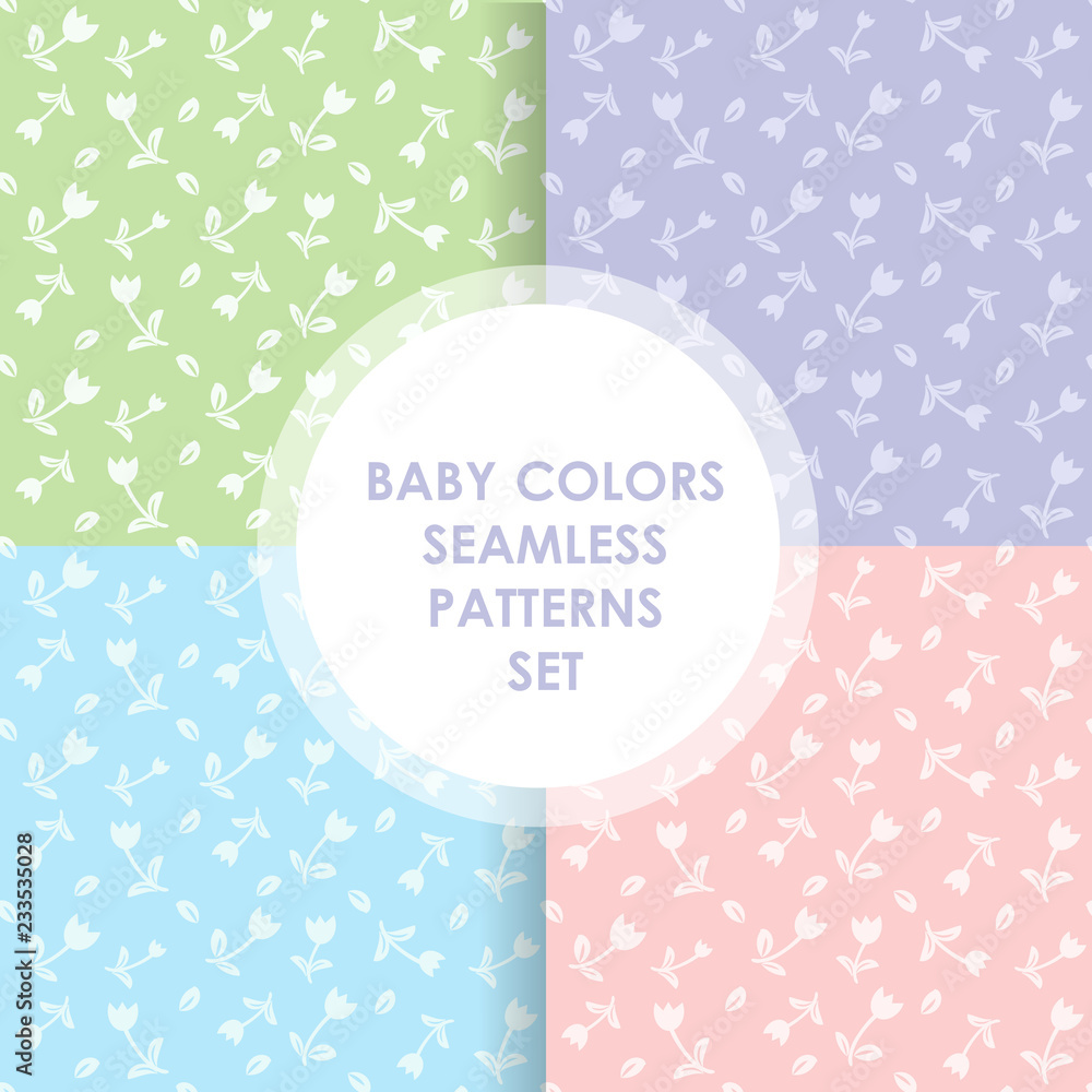 4 Cute different vector seamless patterns