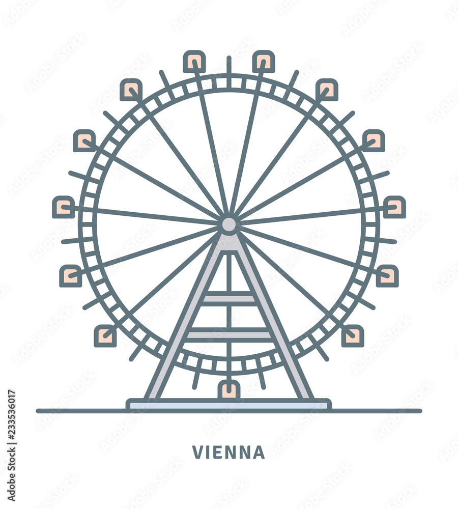 Naklejka premium Diabelski młyn Prater w Wiedniu ikona