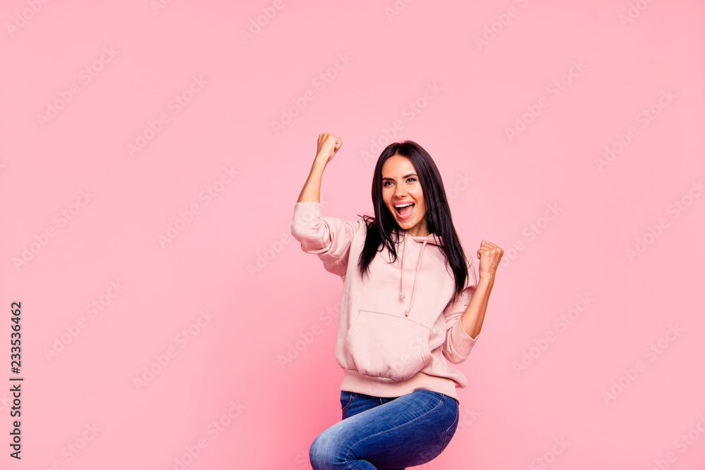 Pretty attractive beautiful nice-looking lady with her brunet ha Pretty attractive beautiful nice-looking lady with her brunet ha