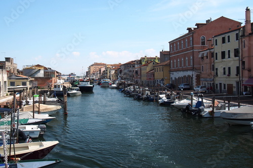 Romantic town of small Venice with water channel and boats