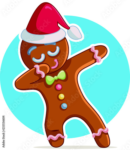 Funny Dabbing Gingerbread Man Vector Cartoon