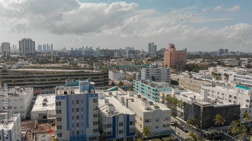 Aerial view of Miami Beach skyline and coastline on a sunny day  Florida