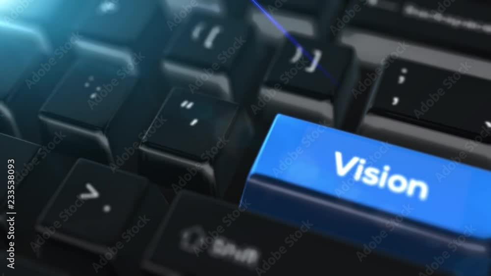 Animation close up computer keyboard with Vision Button Animation close up computer keyboard with Vision Button