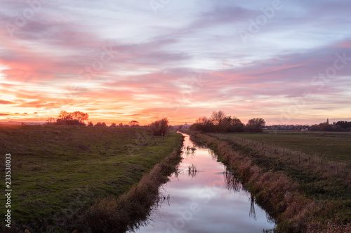 sunset on river witham in lincolnshire