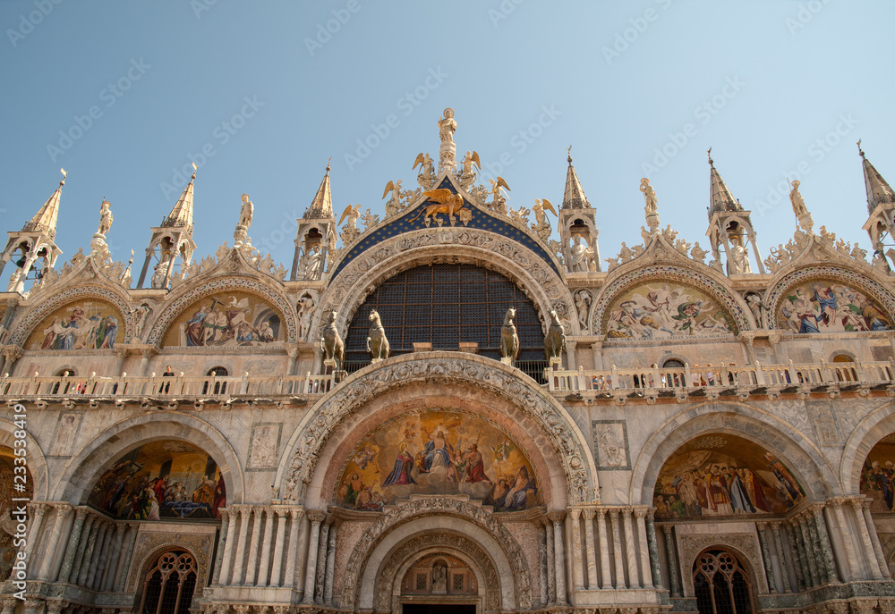 Details of the St. Mark Basilica in Venice, Veneto, Italy