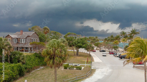 Aerial view of coutryside and coastline from Dubois Park on a stormy day  in Jupiter, Florida photo