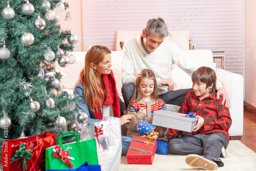 Happy family celebrating Christmas