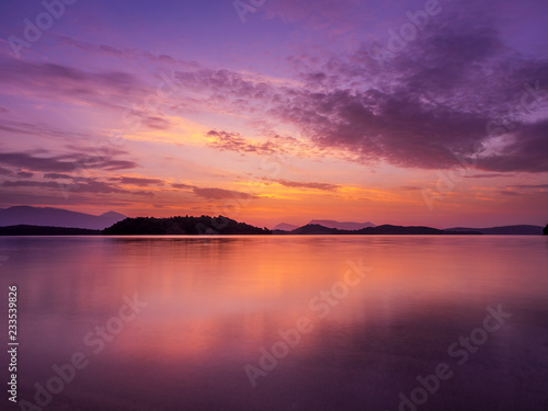 Sunrise on the bay of Nidri in Lefkas island Greece