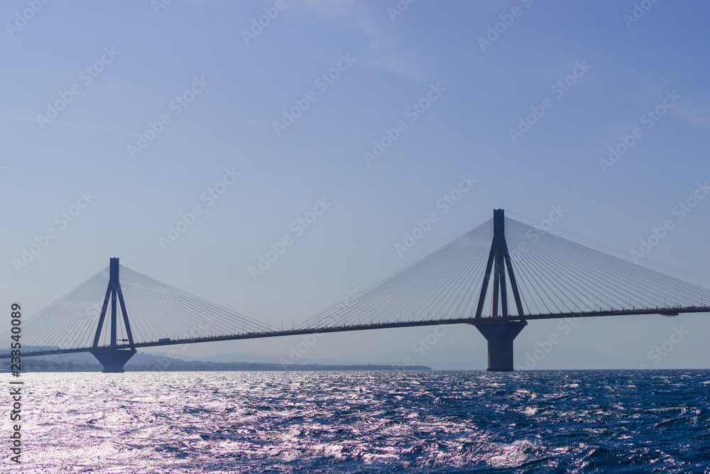the Rio Antirio bridge or Charilaos Trikoupis Greece the Rio Antirio bridge or Charilaos Trikoupis Greece