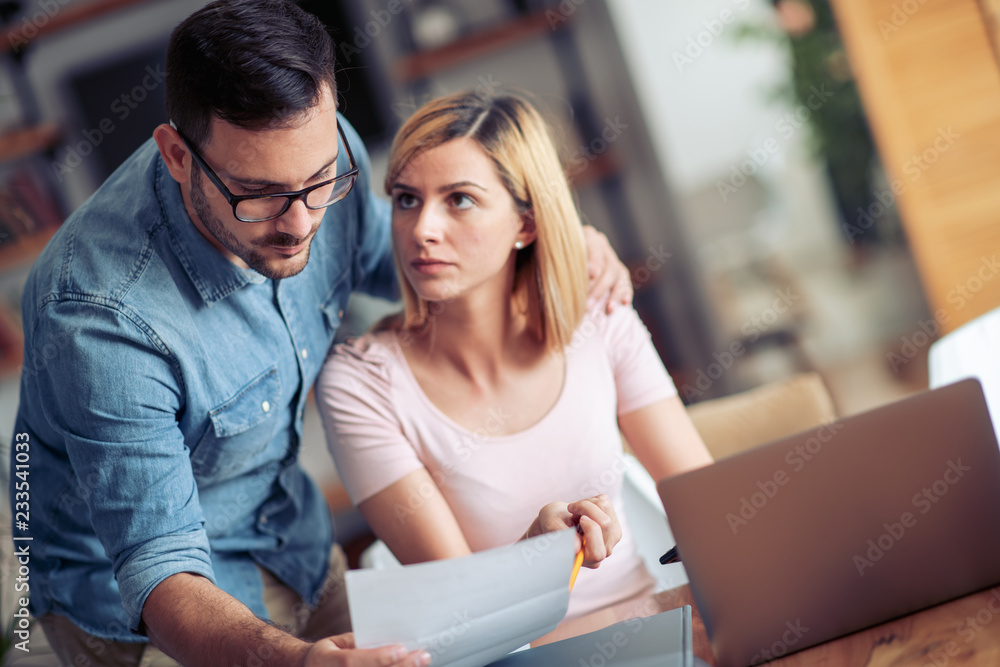 Young family managing budget Young family managing budget