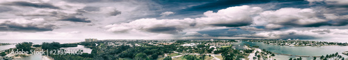 Aerial view of Jupiter coastline during a storm, Florida