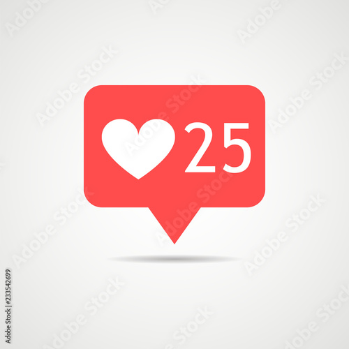 Counter icon notifications instagram. Follower. Like icon 25 insta symbol isolated on white. Social media likes insta ui, app, iphone. Vector. EPS 10.