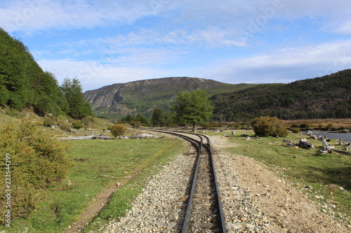 Landscape of train tracks in the countryside