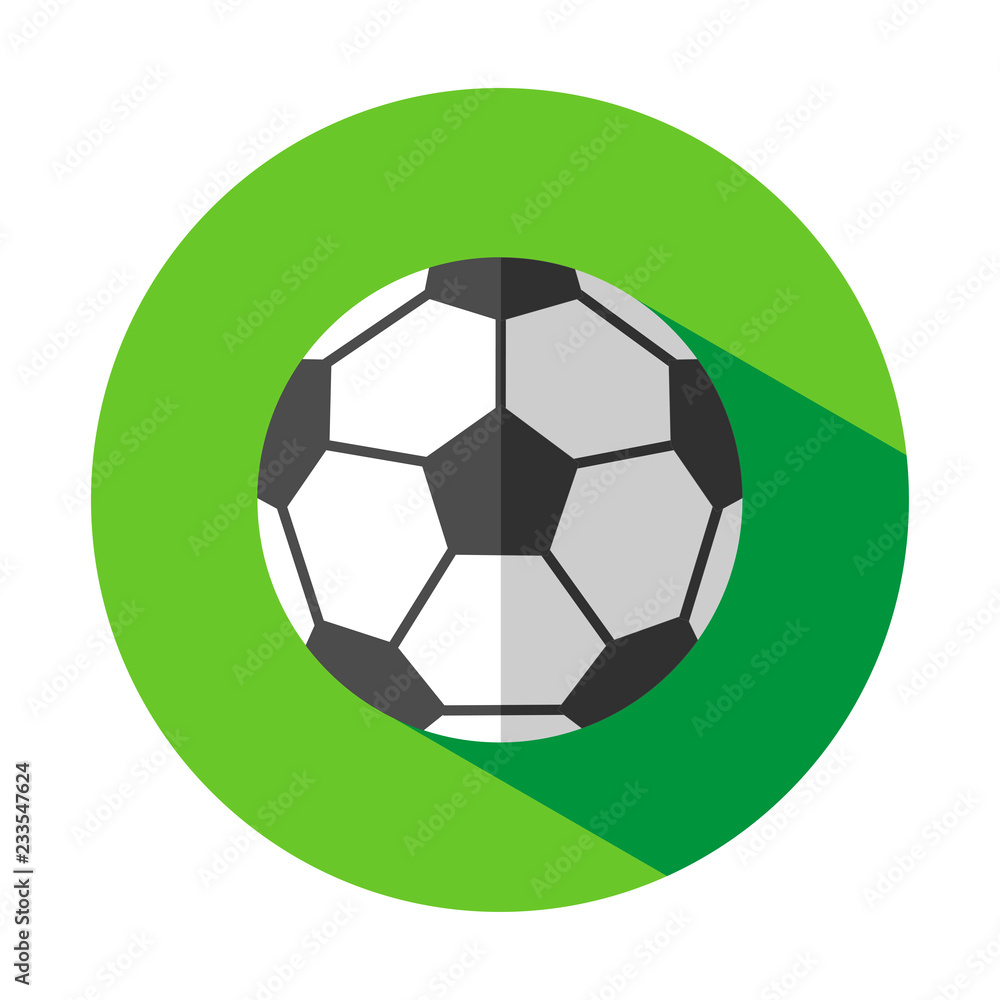 Vector flat icon of soccer footbal ball on green playing field. Pictogram Vector flat icon of soccer footbal ball on green playing field. Pictogram