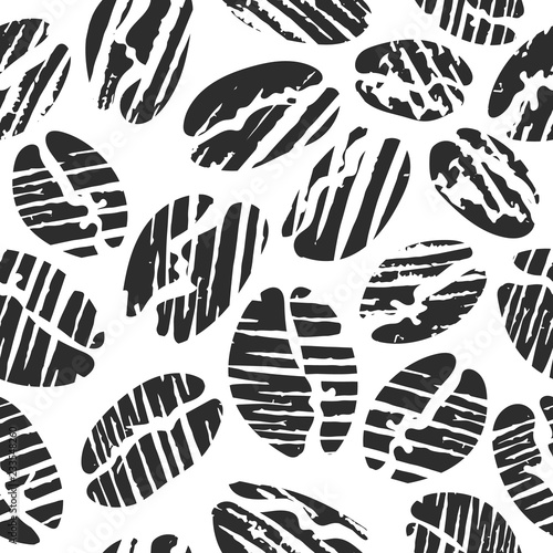 Vector seamless pattern Natural coffee bean