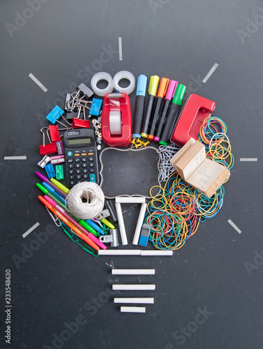 School stationery light bul...