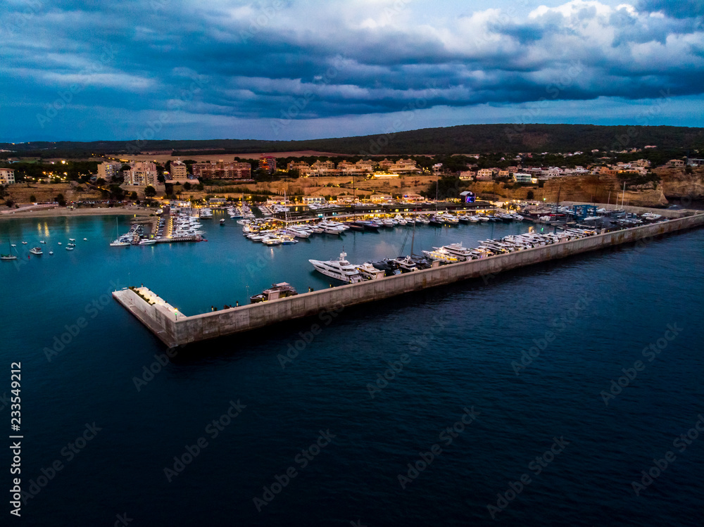 Aerial view, luxury marina Port Adriano, El Toro, Spain, Balearic Islands, Mallorca
