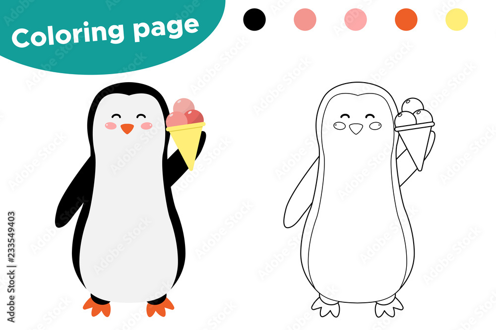 Premium Vector  Cute cartoon penguin face print on tshirt color variation  for coloring page on a white background