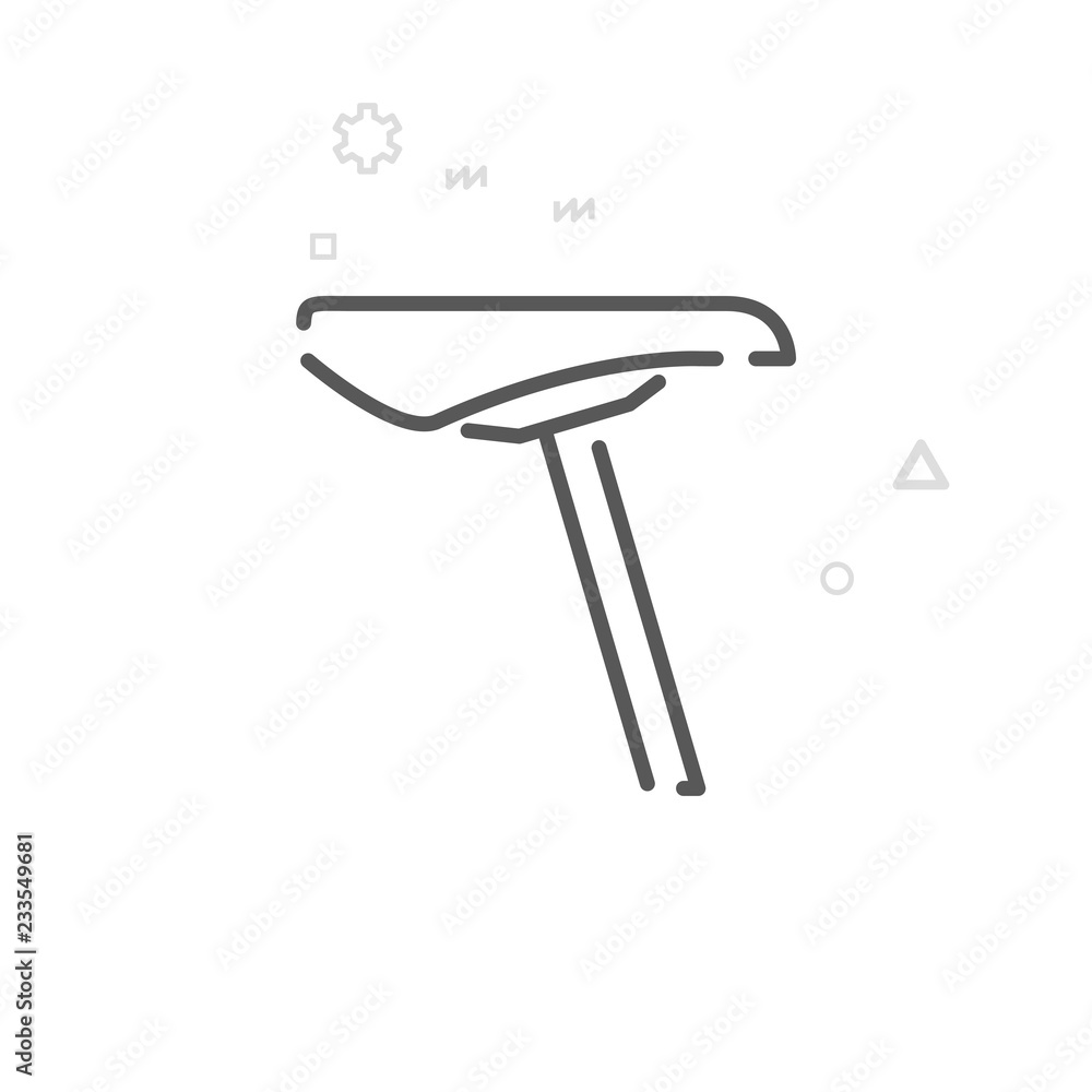 Bike Saddle and Seatpost Vector Line Icon, Symbol, Pictogram, Sign. Light Abstract Geometric Background. Editable Stroke Bike Saddle and Seatpost Vector Line Icon, Symbol, Pictogram, Sign. Light Abstract Geometric Background. Editable Stroke