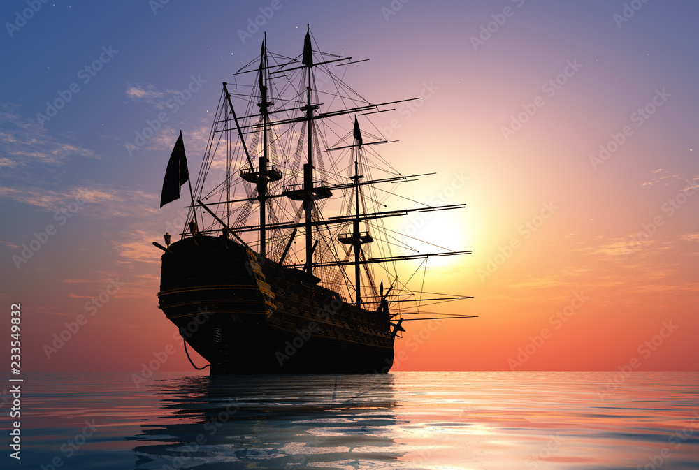 Fototapeta premium Sailboat in the sea.