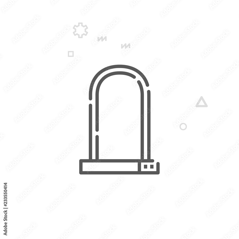 Bike or Bicycle Lock Vector Line Icon, Symbol, Pictogram, Sign. Light Abstract Geometric Background. Editable Stroke Bike or Bicycle Lock Vector Line Icon, Symbol, Pictogram, Sign. Light Abstract Geometric Background. Editable Stroke