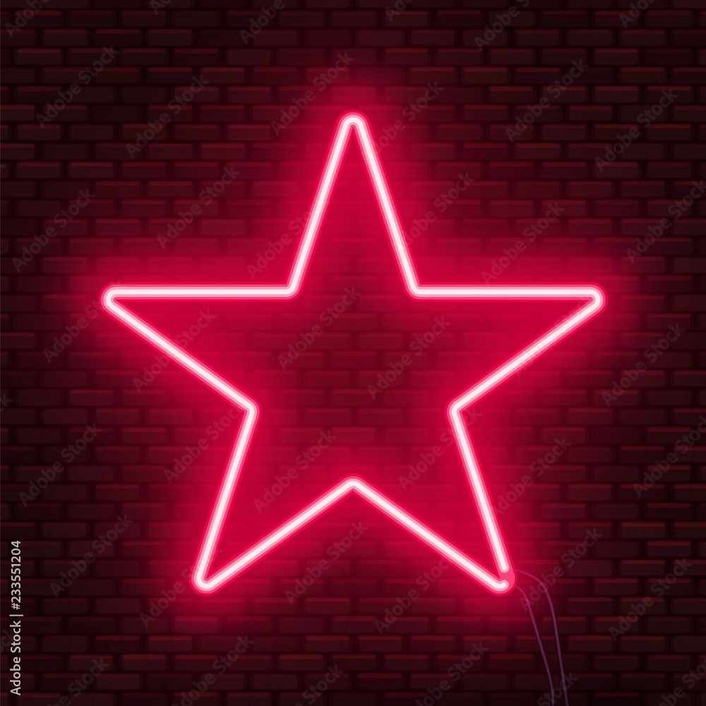Obraz premium Neon glowing star sign. Can be used as a text frame.