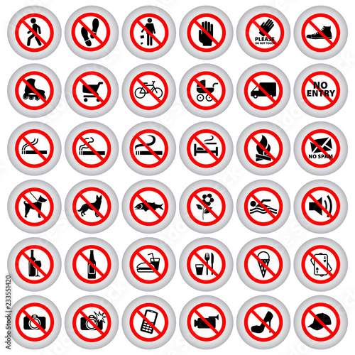 36 vector prohibition signs