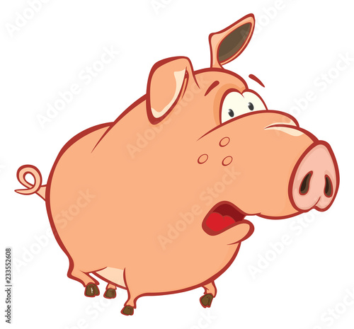 Vector Illustration of a Cute Pig. Cartoon Character 