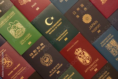 Background from various passports of citizens of many countries and regions of the world
