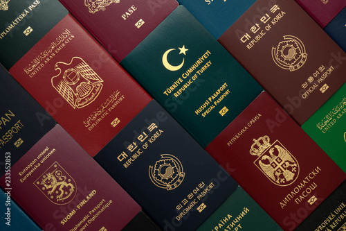 Background from various passports of citizens of many countries and regions of the world