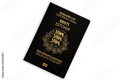 Black diplomatic passport of Estonia isolated on white background