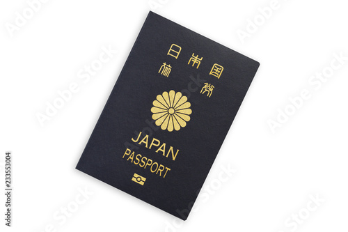 Japan blue passport isolated on white background