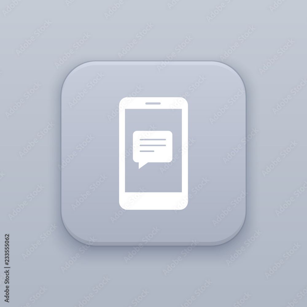 Mobile sms, gray vector button with white icon Mobile sms, gray vector button with white icon