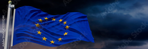  Europafahne weht im Wind photo