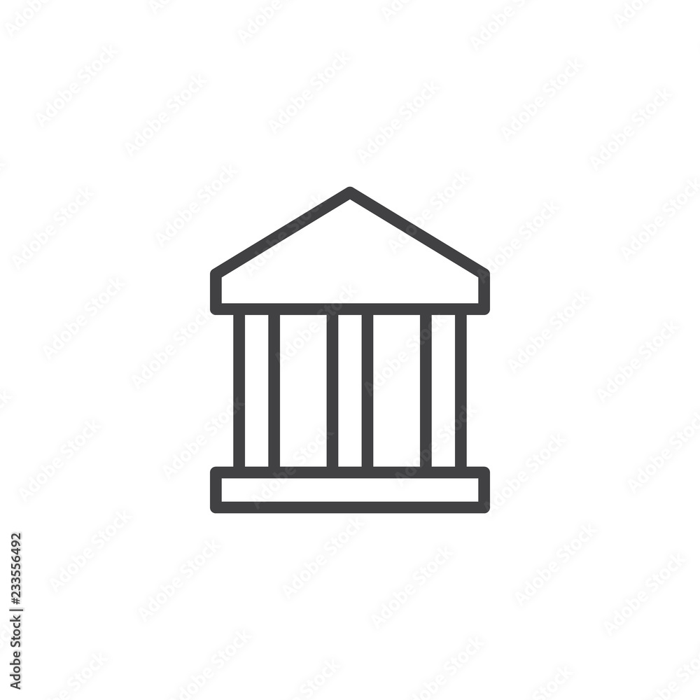 Bank building outline icon. linear style sign for mobile concept and web design. Abstract column building simple line vector icon. Symbol, logo illustration. Pixel perfect vector graphics Bank building outline icon. linear style sign for mobile concept and web design. Abstract column building simple line vector icon. Symbol, logo illustration. Pixel perfect vector graphics