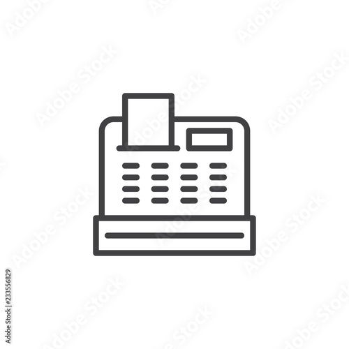Cash register outline icon. linear style sign for mobile concept and web design. Cashier Machine simple line vector icon. Symbol, logo illustration. Pixel perfect vector graphics